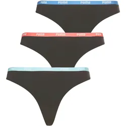 Stringtanga PUMA, Damen, Gr. M, schwarz (schwarz combo), Obermaterial: 95% Baumwolle, 5% Elasthan, eng, Unterhosen, mit farbigem Logobund