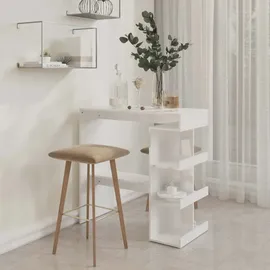 vidaXL Bartisch mit Regal 100 x 50 x 101,5 cm Hochglanz-Weiß