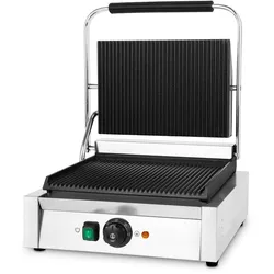 VERTES Kontaktgrill, 2200 W, Gusseisen, 0-300°C, Edelstahl, für Fladenbrot, Fleisch, Gemüse, Sandwich, professionell