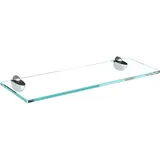 bijon Glasregal Glasablage Wandregal Glas Bad-Regal Glas Badezimmer Regal Badablage Ablageregal - 8mm Hartglas, 50 x 12 cm, Klarglas + Halterung A - Edelstahl Optik