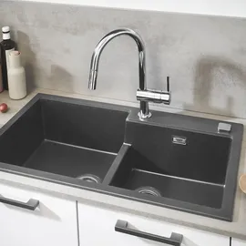 Grohe Minta Einhand-Spültischbatterie C-Auslauf, mit herausziehbarer Spülbrause, cool sunrise gebürstet