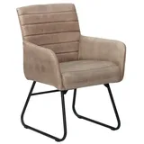 Massivmoebel24 Stuhl Echtleder 62x62x84 beige Iron Label #05