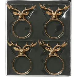 Serviettenringe Hirschkopf 3,7x5,5x3cm Metall 4er Set Gold