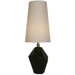 Licht-Erlebnisse Tischlampe ITULIS Schwarz, Weiß, Harz, Stoff, E27 bis 60W LE120746