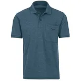 TRIGEMA Poloshirt "TRIGEMA Polohemd mit Brusttasche", Herren, Gr. L, blau (jeans, melange), 100% Baumwolle, Basic, Kurzarm, Shirts