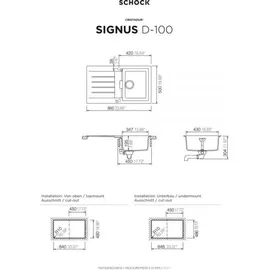 Schock Signus D-100 Flächenbündig magma + Excenterbetätigung