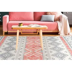 Teppich ARTE ESPINA "Ethnie 200", orange (grau, apricot), B:120cm H:10mm L:170cm, Baumwolle, Teppiche, 3D-Design, Kurzflorteppich, Ethno-Design