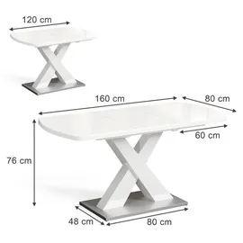 Vicco Chinto 120 x 76 x 80 cm weiß