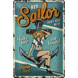 Hebold Metallschild Schild Blech Retro 20x30cm -Made in Germany- Pinup hey Sailor Ocean sp