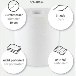 Papierhandtuch 1-lagig "Recycling" Rolle Weiss 1x6 Stück Breite 20 cm