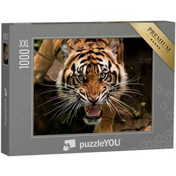 puzzleYOU Puzzle Puzzle 1000 Teile XXL „Ein Sumatra-Tiger auf der Jagd“, 1000 Puzzleteile, puzzleYOU-Kollektionen Tiger, Raubtiere, Tiere in Savanne & Wüste