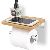 Famanu Toilettenpapierhalter ohne Bohren - Bamboe mit Ablagefläche