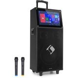 auna KTV Mobile PA Soundanlage - Bluetooth Lautsprecher mit Touch-Display, PA Anlage + 2 drahtlose UHF-Mikrofone, 2 x USB, SD & Micro-SD, HDMI, AUX, Akku, Tragegriff, inkl. Fernbedienung, schwarz