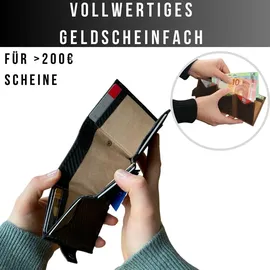 Frentree Slim Geldbörse aus echtem Leder mit RFID-Schutz 7 Fächer, Hochformat, Carbon