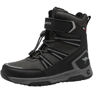 KangaROOS Winterstiefel KANGAROOS "K-MJ Eldora EV RTX", Damen, Gr. 35, schwarz (jet schwarz, steel grau), Textil, Synthetik, sportlich, Schuhe, Snowboots, Winterboots, Winterschuhe, wasserdicht, gefüttert