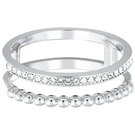 Elli Ring Damen Statement Zweireihig Kugel Silberfarben mit Kristallen