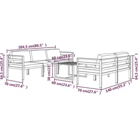 vidaXL Garten-Lounge-Set 6-tlg. Aluminium anthrazit