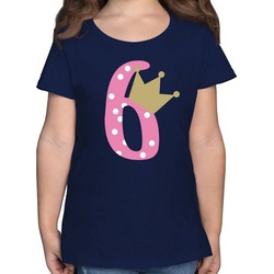 Shirtracer T-Shirt Sechs Krone Mädchen Sechster – 6. Geburtstag – Mädchen Kinder T-Shirt geschenk kinder 10 jahre – geburtstagstshirt 6 – tshirt mädchen blau 140 (9/11 Jahre)