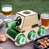 Personalisierter Flaschenträger im Tank-Design aus Holz – Bier Geschenke für Männer, Einzigartiges Geschenk für Männer zum 30, 40. & 50. Geburtstag,Flaschenträger Holz (1)