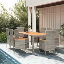 vidaXL Garten-Essgruppe 9-tlg. Grau