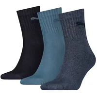 Puma Unisex Short Socken 3er Pack Blau/Grau/Schwarz 43-46