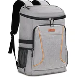 Estarer Kühlrucksack 35L Kühltasche Picknickrucksack Wasserdichter Rucksack zum Kühl mit Flaschenöffner beim Camping, Wandern und Strand, Hellgrau