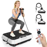 Vibrationsplatte mit leisem Motor – 250 Stufen – 9 voreingestellte Modi – Fitnessgerät mit Fernbedienung – LCD-Display – Belastbarkeit 1... - Weiß