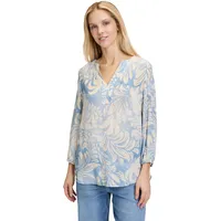Cartoon Casual-Bluse mit Gummizug in Blau/Weiß | Gr.: 40