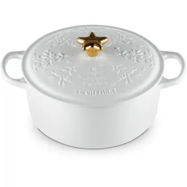 Le Creuset Weihnachtsbräter 24 cm rund weiß