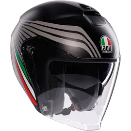 AGV Irides Bologna Jethelm - Matt Schwarz/Grau/Rot/Grün / XS
