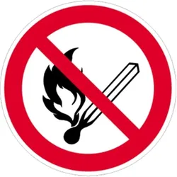 Schild Feuer, offenes Licht und Rauchen verboten ISO 7010, Alu, Ø 600 mm