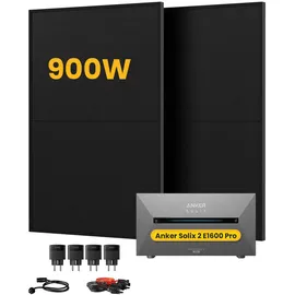 Anker SOLIX Solarbank 2 E1600 Pro + 2 x 450W Bifaziale Solarmodule + Smarter Zähler