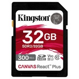 Kingston Canvas React Plus R300/W260 SDHC 32GB, UHS-II U3, Class 10 (SDR2/32GB)