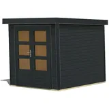 Karibu Metall-Holzgartenhaus Hybridhaus Jupiter C - 19 mm-213 x 217 cm- Holz-Ausführung: anthrazit - Blech-Ausführung: anthrazit