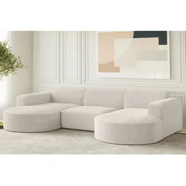 Fun Möbel Wohnlandschaft U-Form Sofa PALMA in Stoff Ascot Beige & Beige
