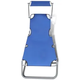vidaXL Sonnenliege 189 x 58 x 27 cm blau inkl. Sonnendach klappbar