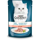 PURINA GOURMET Perle Erlesene Streifen Katzenfutter nass, mit Lachs, 24er Pack (24 x 85g)