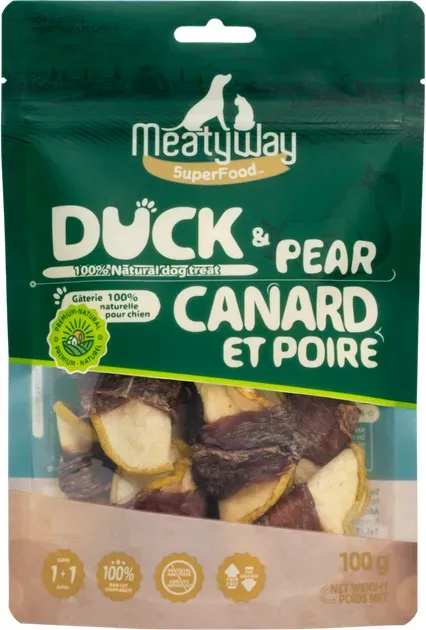 MeatyWay Hundefutter mit Ente & Birne, 100 g – hochwertiges Protein & natürliche Früchte, für alle Lebensphasen