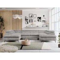 MKS Meble Ecksofa U-form Cord 3-Sitzer Hellgrau