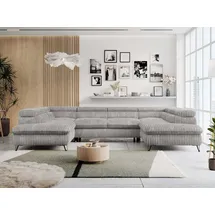 MKS Meble Ecksofa U-form Cord 3-Sitzer Hellgrau