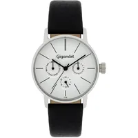 Gigandet Damen-Armbanduhr Multifunktion Quarz Analog mit Lederarmband schwarz G38-001
