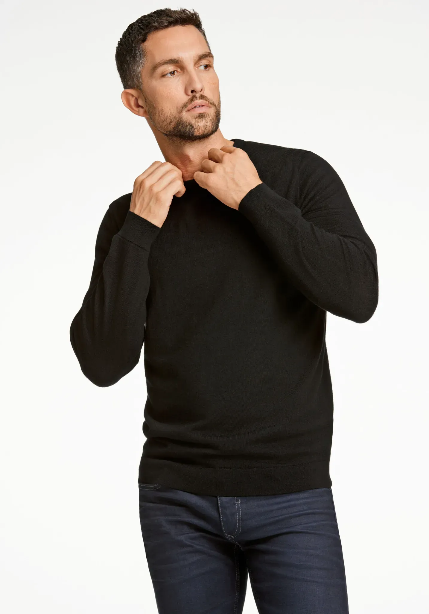 Strickpullover LINDBERGH "Lindbergh Strickpullover" Gr. XL, schwarz (black) Herren Pullover