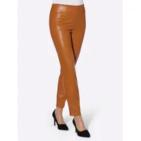 Lederimitathose LADY, Damen, Gr. 42, Normalgrößen, braun (cognac), 100% Polyurethan, Innenseite:100% Polyester, unifarben, lang, Hosen
