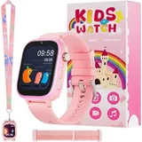 4G Kinder Smartwatch mit GPS und Anrufe, Armbanduhr Kinder Junge mädchen,mit Video Phone Call, Nachrichten, Schulmodus, SOS, Spiele Funktion,Rosa - Rosa