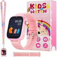 4G Kinder Smartwatch mit GPS und Anrufe, Armbanduhr Kinder Junge mädchen,mit Video Phone Call, Nachrichten, Schulmodus, SOS, Spiele Funktion,Rosa - Rosa