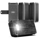 Goldstern-Tech Solara 10000 Solar Powerbank Wasserdicht, hohe Kapazität 10000 mAh (1 St), Schnellladefunktion, LED-Anzeige und kabellosem Aufladen schwarz