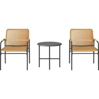 Outsunny 3-tlg. Rattan Bistroset, Sitzgruppe, Gartengarnitur mit 2 Gartensesseln - Gelb