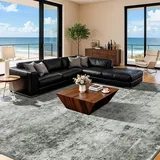 DEITAS Modernem Abstrakte Teppich Wohnzimmer 160x230cm, Ultraweicher Kunstwolle Kurzflor Carpet, Waschbar rutschfest Teppich für Schlafzimmer und Esszimmer, Büro, Grau