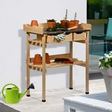Dobar Pflanztisch mit 3 Schubladen 78 x 88 x 38 cm Natur