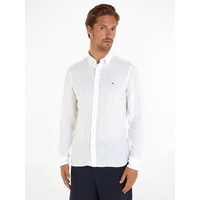 Tommy Hilfiger Langarmhemd »LINEN FIL COUPE SF SHIRT«, modisch gepunktet, Gr. M - N-Gr, Optic White / Cloudy Blue, , 70526510-M N-Gr